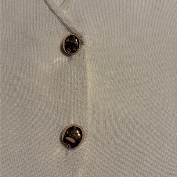 Zara Ivory Buttoned Sweater Vest, Sz Small, Gold buttons - Picture 5 of 11
